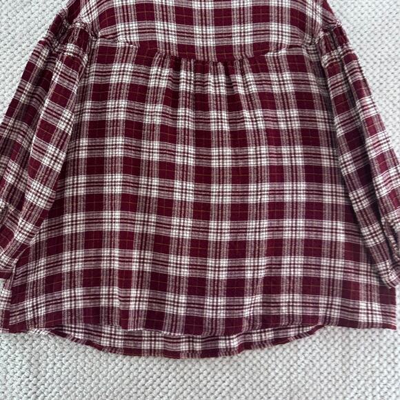 Lane Bryant Top Womens 22 Plus Burgundy Plaid Textured V-Neck Fall New - Picture 8 of 14